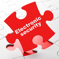 Image showing Safety concept: Electronic Security on puzzle background