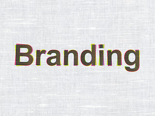 Image showing Marketing concept: Branding on fabric texture background