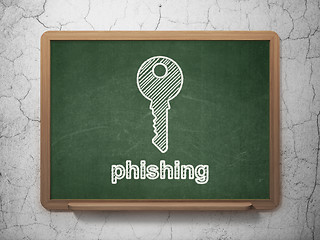 Image showing Privacy concept: Key and Phishing on chalkboard background
