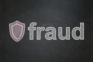 Image showing Protection concept: Shield and Fraud on chalkboard background