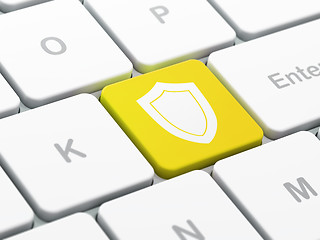 Image showing Protection concept: Shield on computer keyboard background