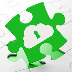 Image showing Cloud technology concept: Cloud With Keyhole on puzzle