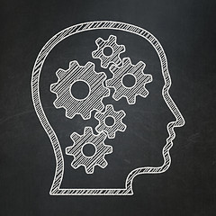 Image showing Education concept: Head With Gears on chalkboard background