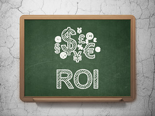 Image showing Finance concept: Finance Symbol and ROI on chalkboard background