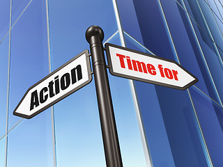 Image showing Timeline concept: sign Time for Action on Building background