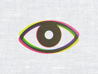 Image showing Privacy concept: Eye on fabric texture background