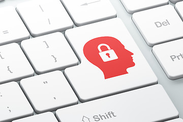 Image showing Information concept: Head With Padlock on computer keyboard