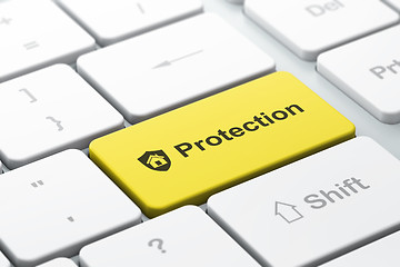 Image showing Privacy concept: Shield and Protection on keyboard background