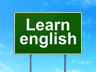 Image showing Education concept: Learn English on road sign background