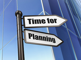 Image showing Time concept: sign Time for Planning on Building background