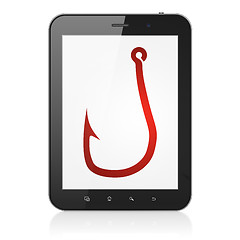 Image showing Privacy concept: Fishing Hook on tablet pc computer