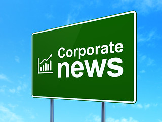 Image showing News concept: Corporate News and Growth Graph on road sign