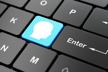 Image showing Marketing concept: Head on computer keyboard background