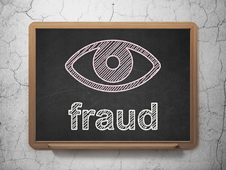 Image showing Privacy concept: Eye and Fraud on chalkboard background