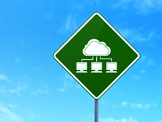 Image showing Cloud technology concept: Cloud Network on road sign background