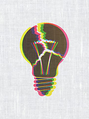 Image showing Business concept: Light Bulb on fabric texture background