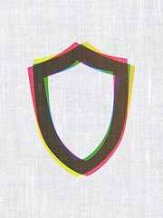 Image showing Privacy concept: Contoured Shield on fabric texture background