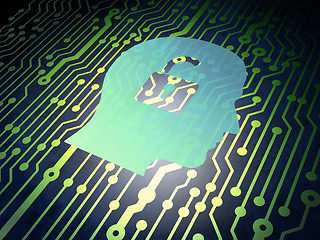 Image showing Business concept: circuit board with Head With Padlock