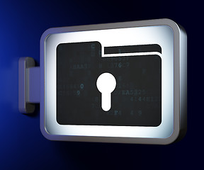 Image showing Finance concept: Folder With Keyhole on billboard background