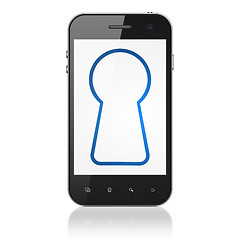 Image showing Security concept: Keyhole on smartphone