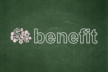 Image showing Business concept: Finance Symbol and Benefit on chalkboard