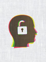 Image showing Business concept: Head With Padlock on fabric texture background