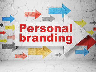 Image showing Marketing concept: arrow whis Personal Branding on grunge wall