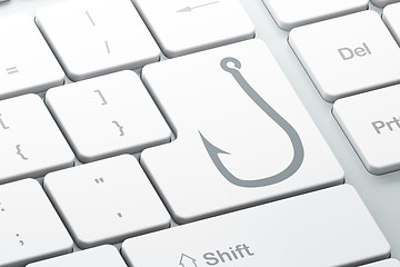 Image showing Safety concept: Fishing Hook on computer keyboard background