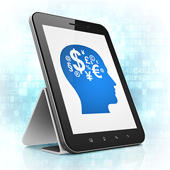 Image showing Business concept: Head With Finance Symbol on tablet pc computer