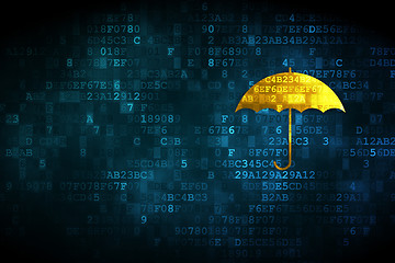 Image showing Security concept: Umbrella on digital background