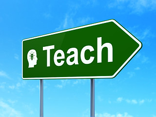 Image showing Education concept: Teach and Head With Light Bulb on road sign