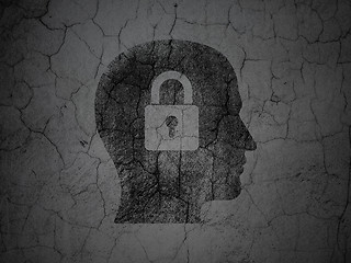 Image showing Finance concept: Head With Padlock on grunge wall background