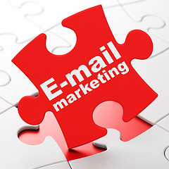 Image showing Advertising concept: E-mail Marketing on puzzle background