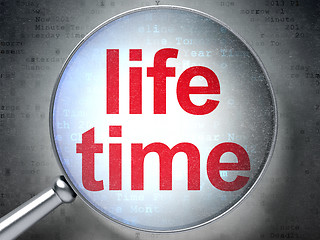 Image showing Time concept: Life Time with optical glass