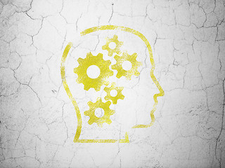 Image showing Marketing concept: Head With Gears on wall background