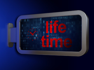 Image showing Time concept: Life Time and Clock on billboard background