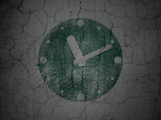 Image showing Timeline concept: Clock on grunge wall background