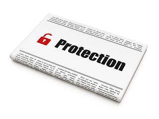 Image showing Protection news concept: newspaper with Protection and Padlock