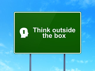 Image showing Education concept: Think outside The box and Head With Keyhole