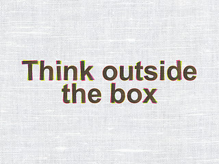 Image showing Education concept: Think outside The box on fabric texture