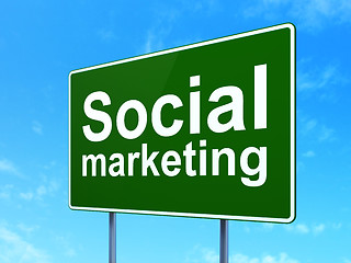 Image showing Advertising concept: Social Marketing on road sign background