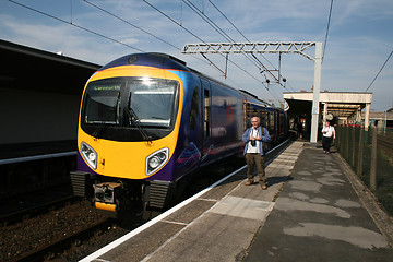 Image showing modern train and train spotter