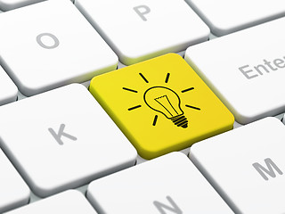 Image showing Business concept: Light Bulb on computer keyboard background