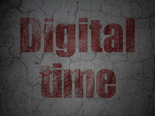 Image showing Timeline concept: Digital Time on grunge wall background