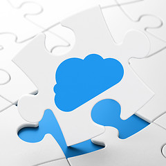 Image showing Cloud networking concept: Cloud on puzzle background