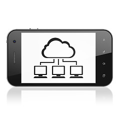 Image showing Cloud networking concept: Cloud Network on smartphone