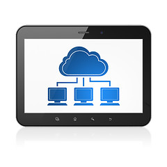 Image showing Cloud computing concept: Cloud Network on tablet pc computer