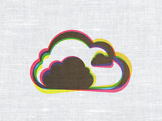 Image showing Cloud networking concept: Cloud on fabric texture background