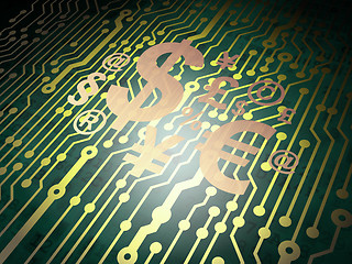 Image showing Finance concept: circuit board with Finance Symbol