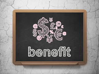 Image showing Business concept: Finance Symbol and Benefit on chalkboard